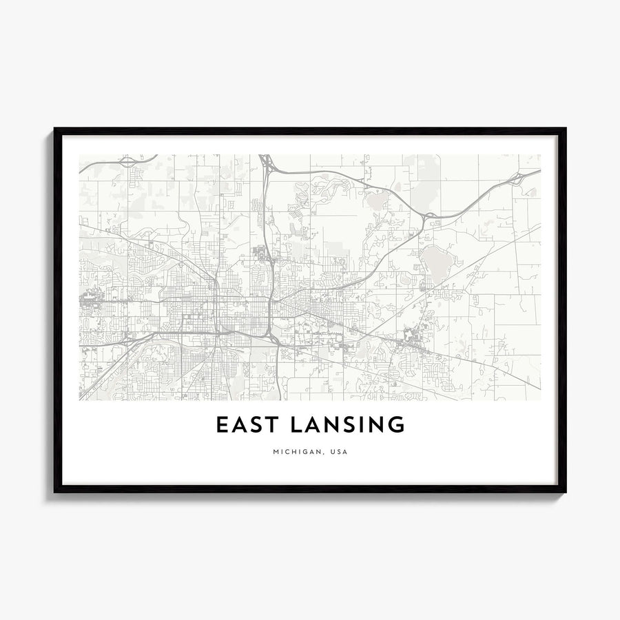 East Lansing Map Poster, framed poster mockup