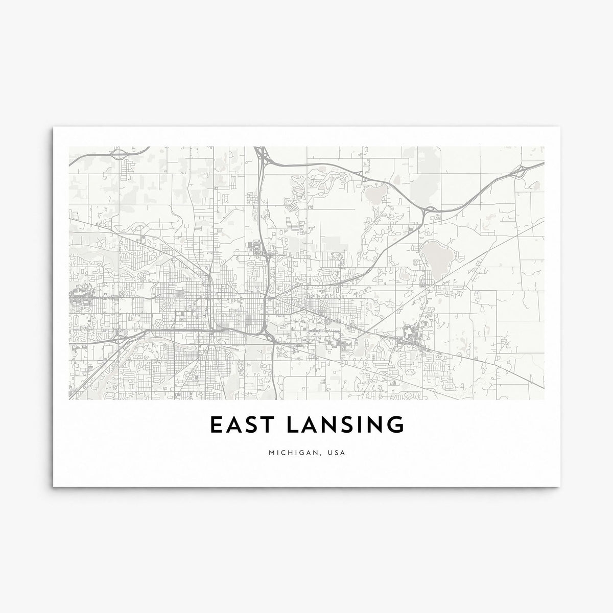 East Lansing Map Poster, print only (unframed)