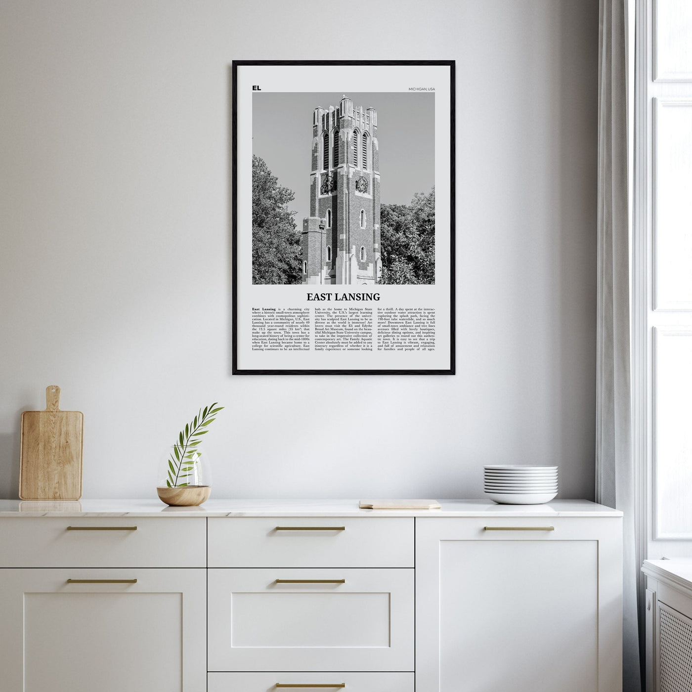 East Lansing Poster Nbourhood Travel B&W Poster