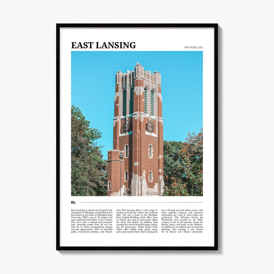 East Lansing Travel Poster, framed poster mockup