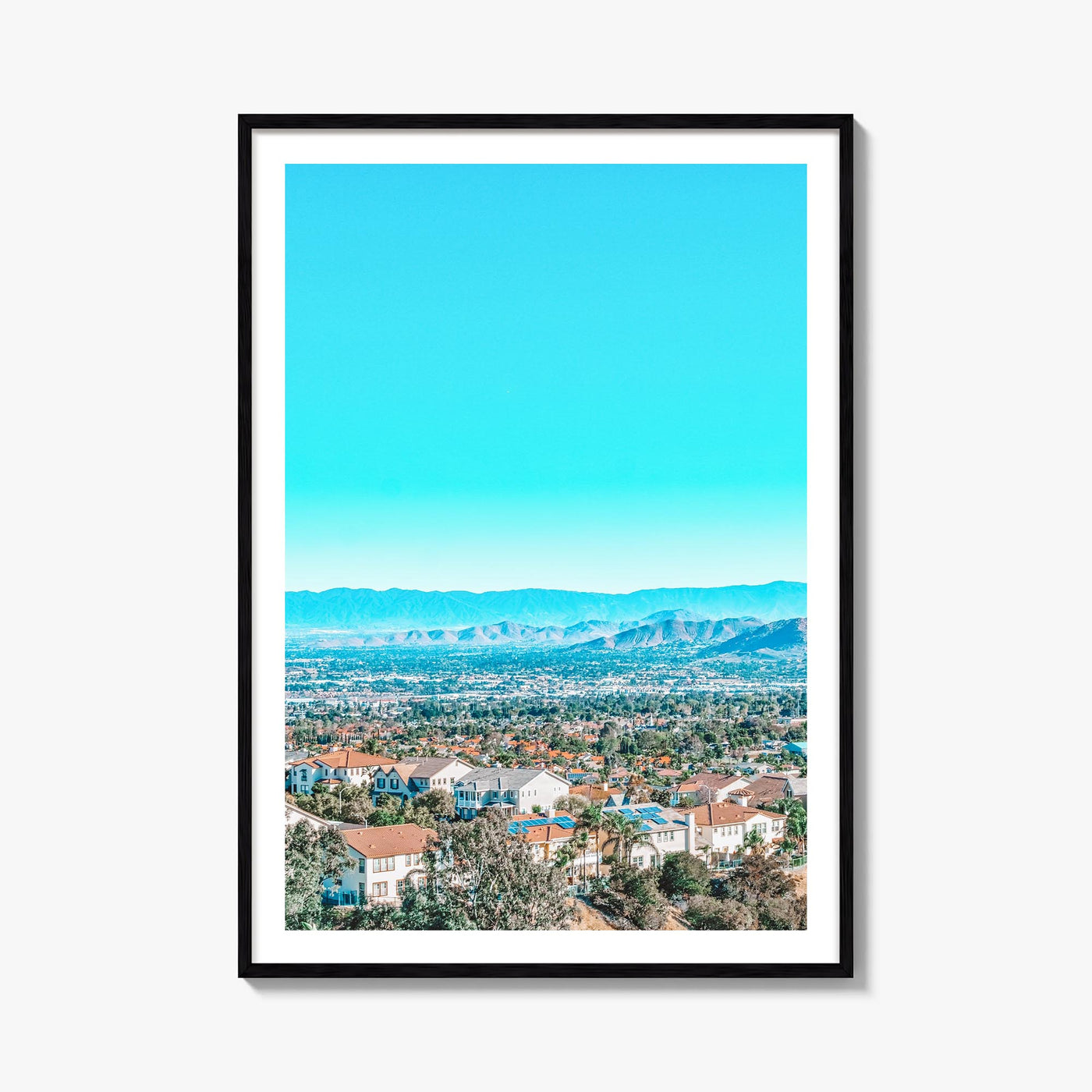 East Los Angeles colorful photo poster of Los Angeles, California – vertical wall art, unframed print shown in interior mocku