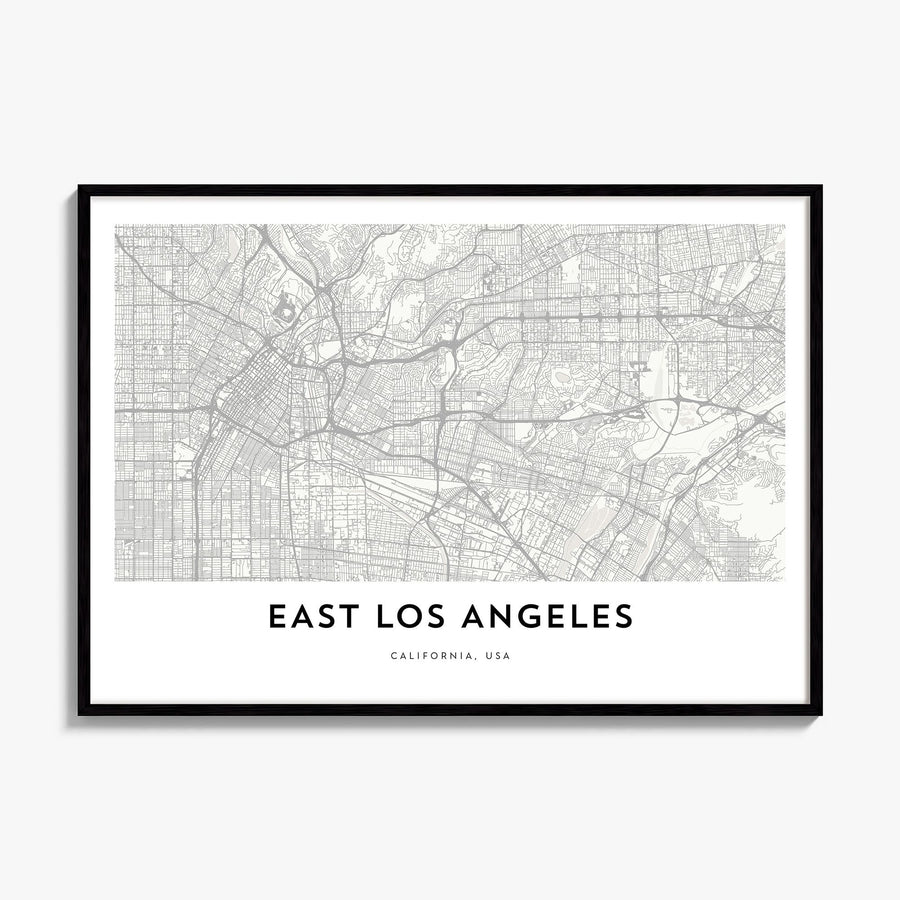 East Los Angeles Map Poster, framed poster mockup