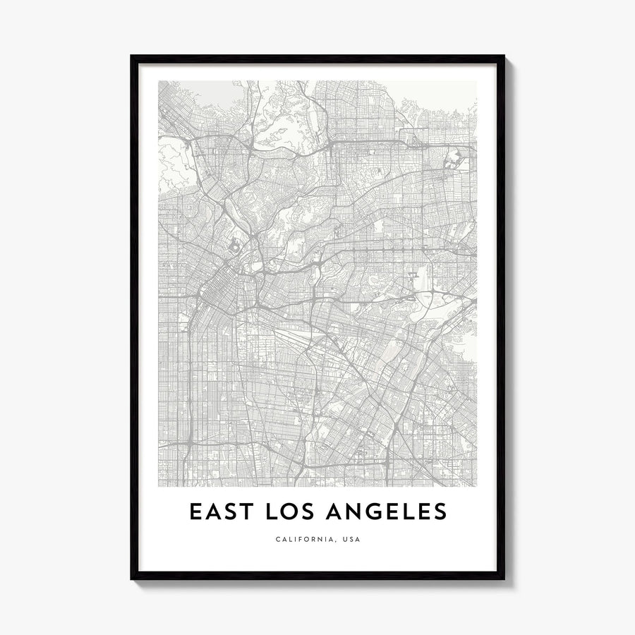 East Los Angeles Map Poster, framed poster mockup