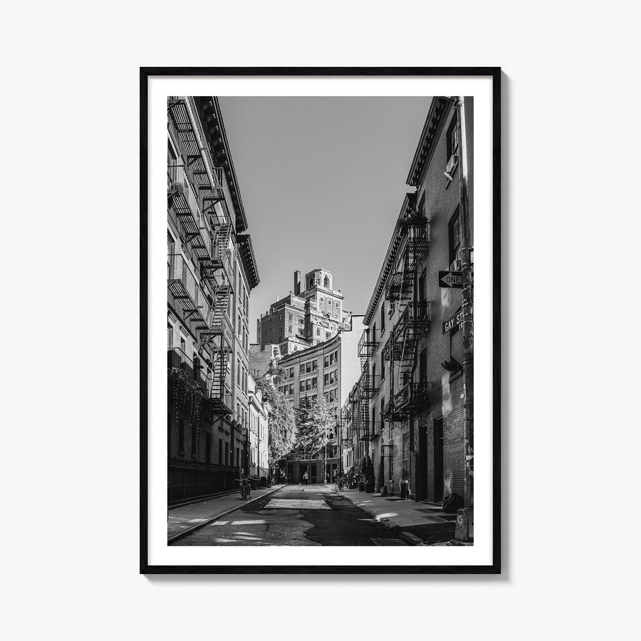 East Village, New York black & white photo poster of New York, USA – vertical wall art, unframed print shown in interior mock