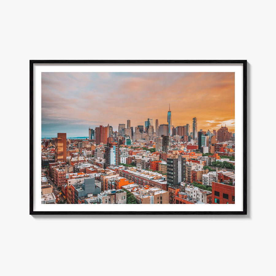 East Village, New York colorful photo poster of New York, USA – horizontal wall art, unframed print shown in interior mockup