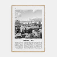 East Village, New York Poster Natural Wood / 8x12 in Nbourhood Travel B&W Poster