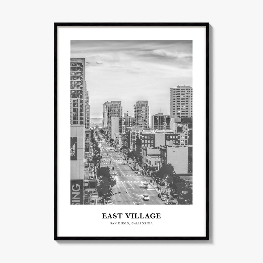 East Village, San Diego Classic Poster, framed poster mockup
