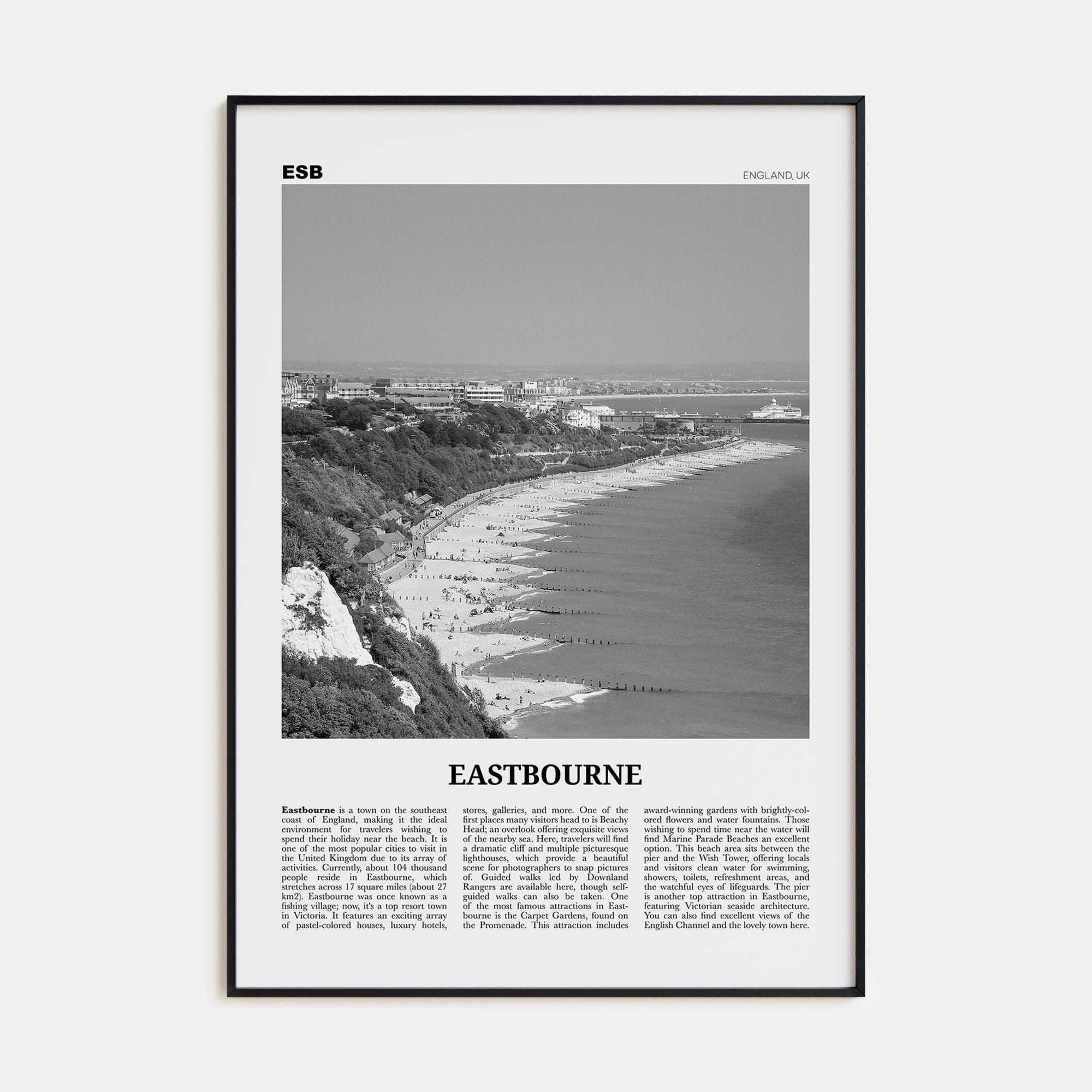 Eastbourne Poster None / 8x12 in Nbourhood Travel B&W Poster