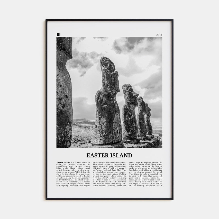 Easter Island Poster None / 8x12 in Nbourhood Travel B&W Poster