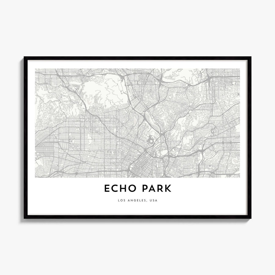 Echo Park Map Poster, framed poster mockup