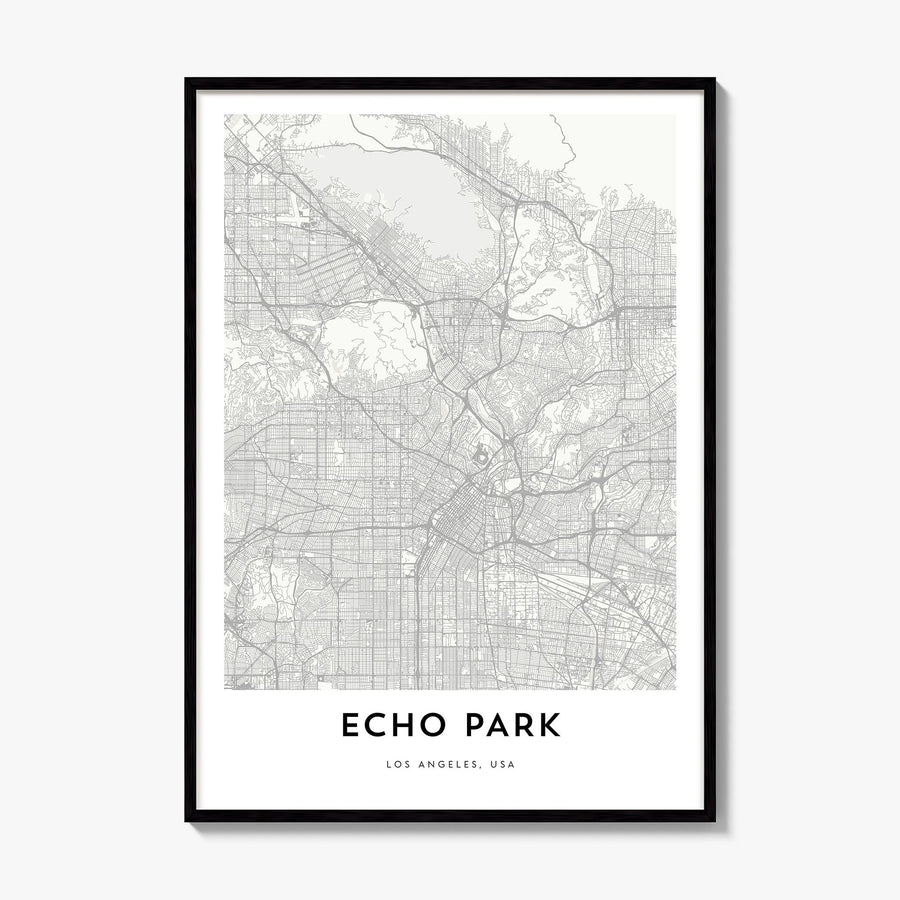 Echo Park Map Poster, framed poster mockup