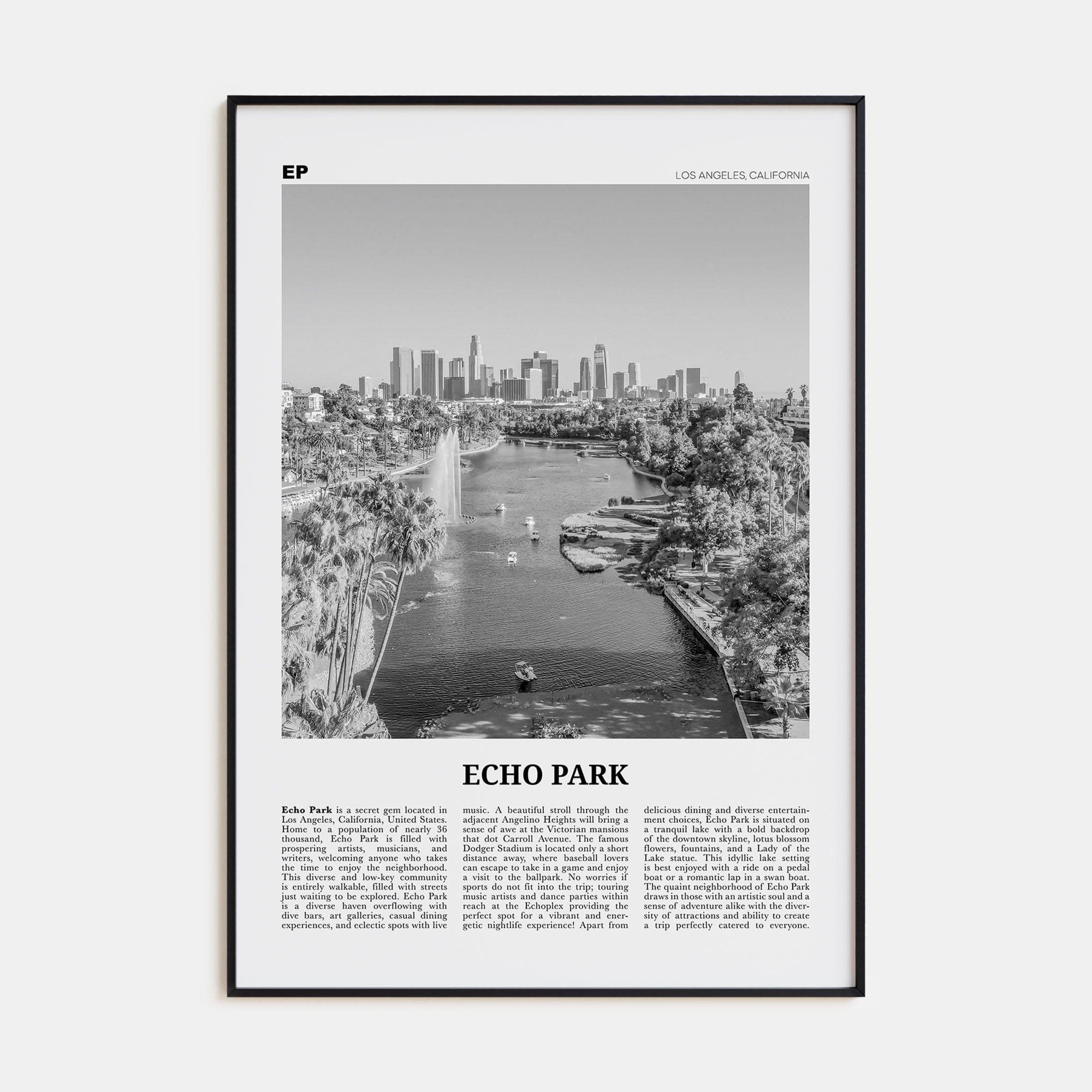 Echo Park No 1 Poster None / 8x12 in Nbourhood Travel B&W Poster