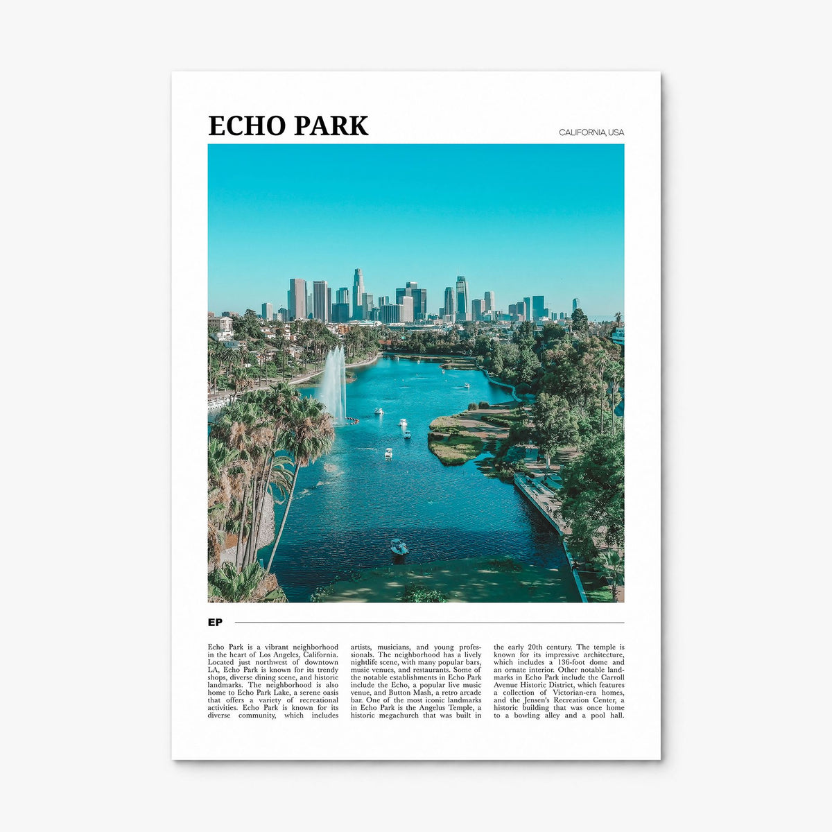 Echo Park Travel Poster, print only (unframed)