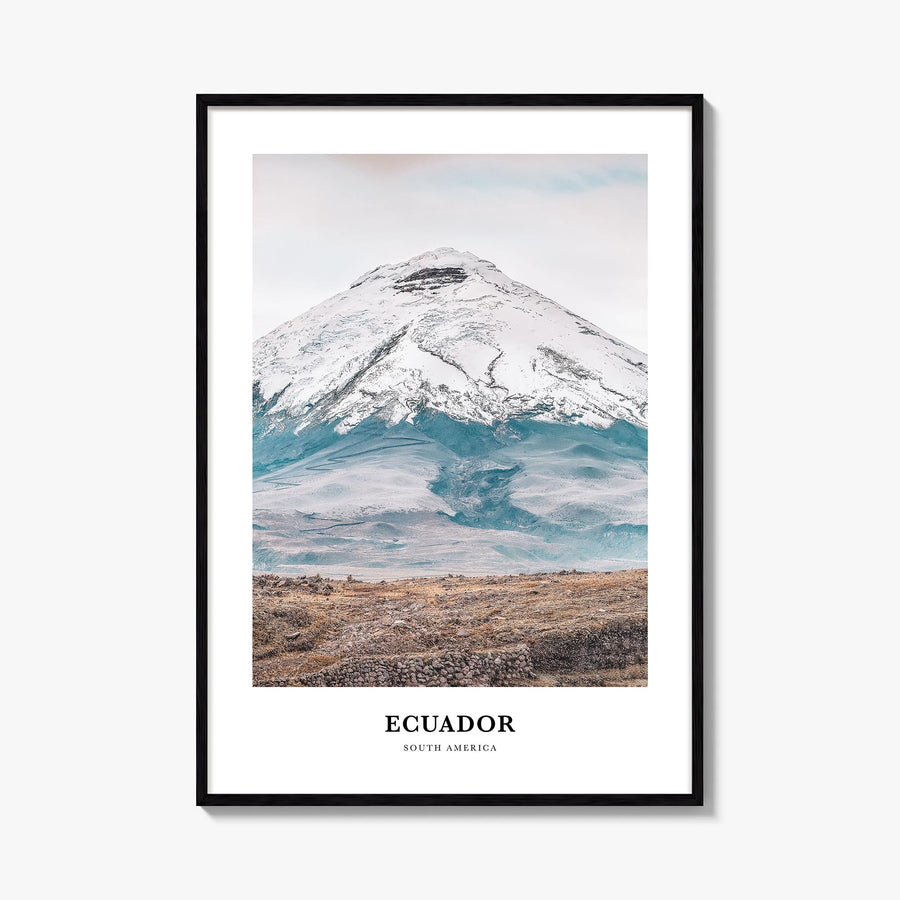 Ecuador colorful classic poster of South America – vertical wall art, unframed print shown in interior mockup