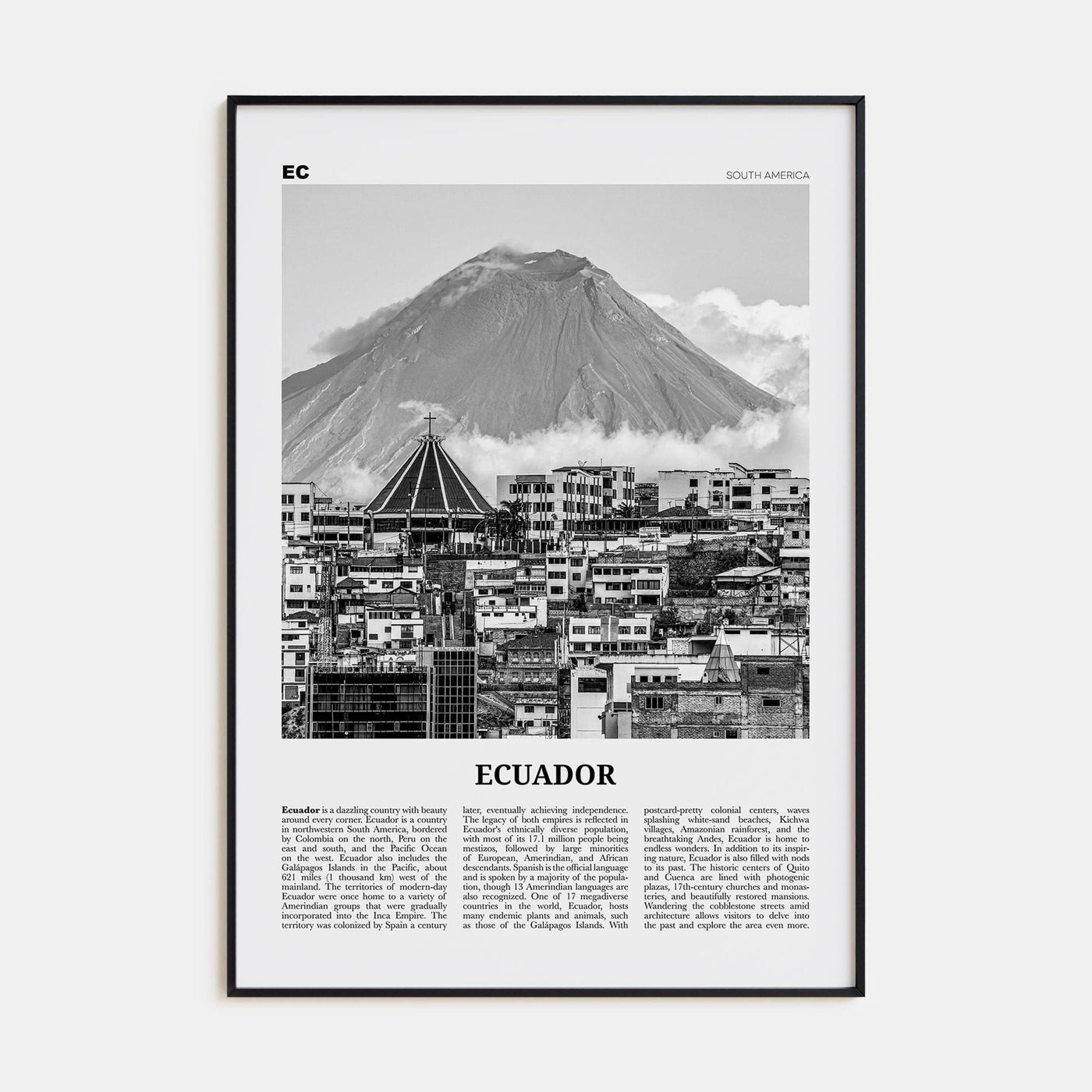 Ecuador No 1 Poster None / 8x12 in Nbourhood Travel B&W Poster