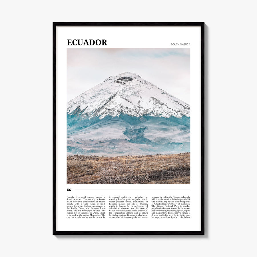 Ecuador Travel Poster, framed poster mockup