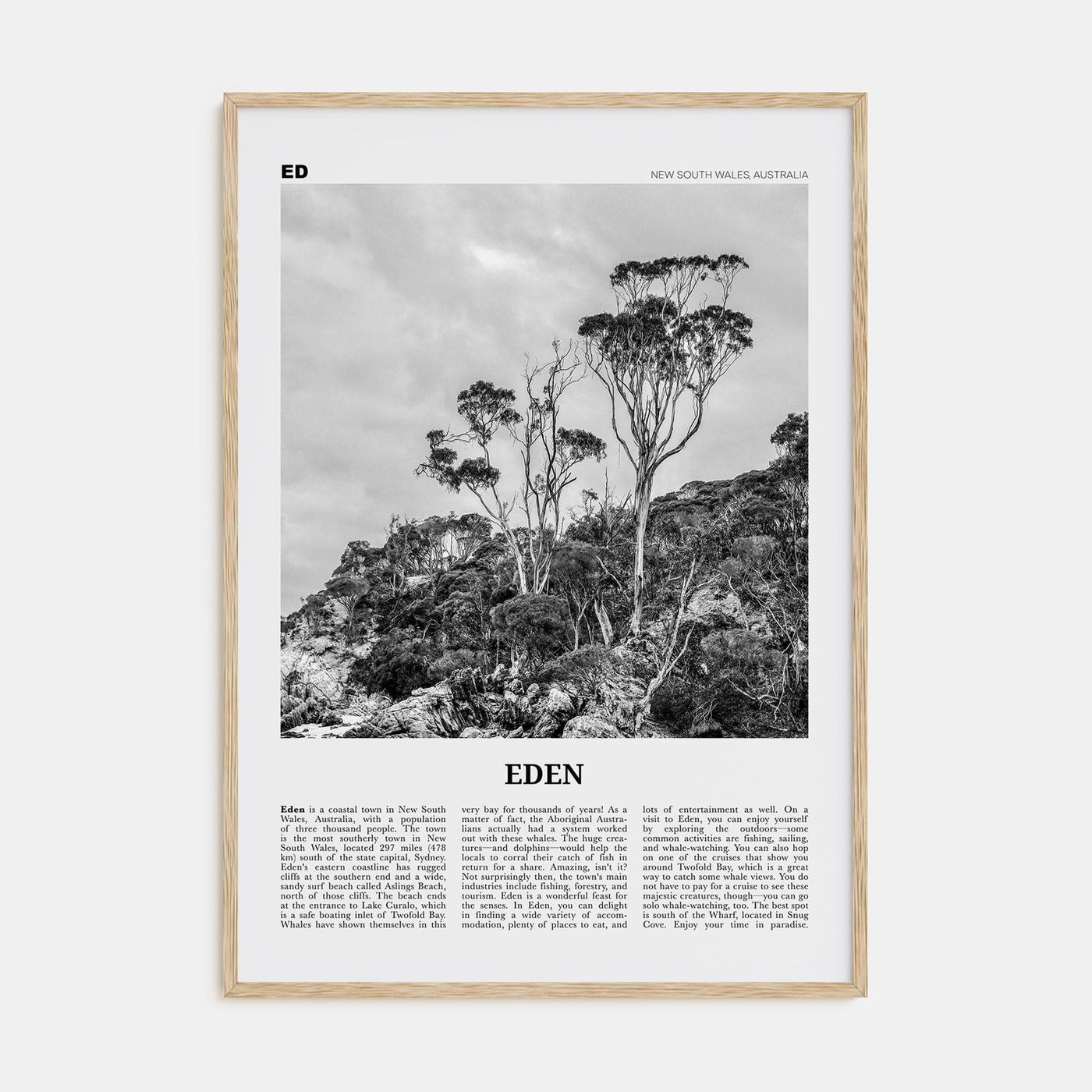 Eden Poster Natural Wood / 8x12 in Nbourhood Travel B&W Poster