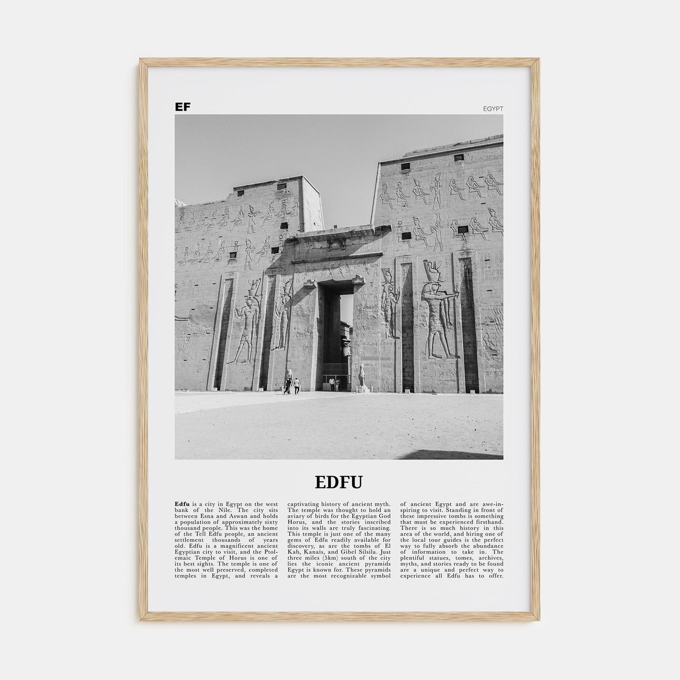 Edfu Poster Natural Wood / 8x12 in Nbourhood Travel B&W Poster