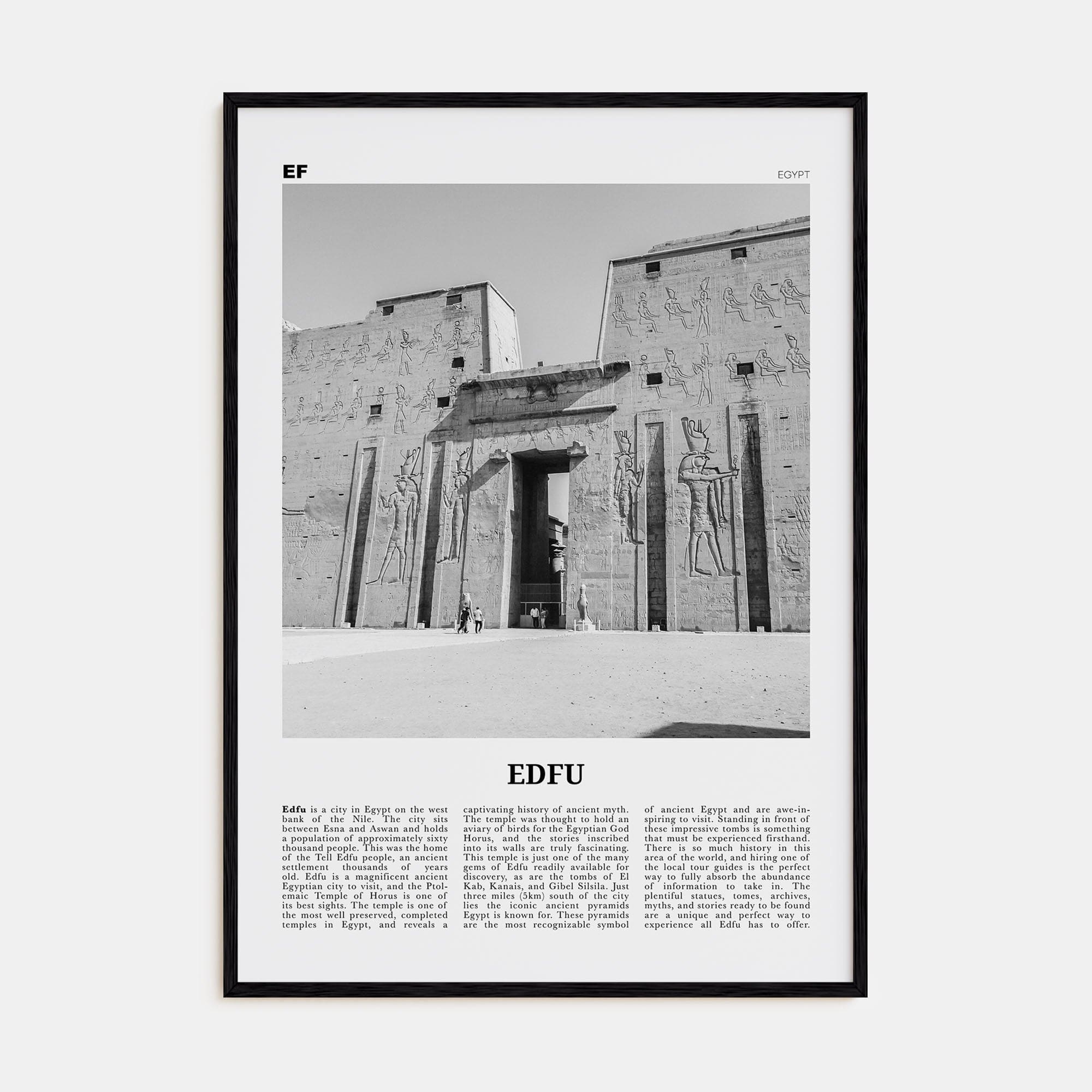 Edfu Poster Black Wood / 8x12 in Nbourhood Travel B&W Poster