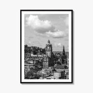 Edinburgh black & white photo poster of Scotland, UK – vertical wall art, unframed print shown in interior mockup
