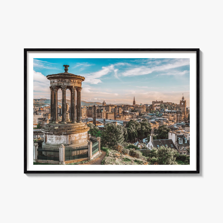 Edinburgh colorful photo poster of Scotland, UK – horizontal wall art, unframed print shown in interior mockup