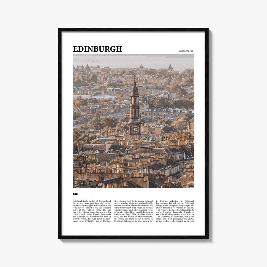 Edinburgh colorful travel poster of Scotland, UK – vertical wall art, unframed print shown in interior mockup
