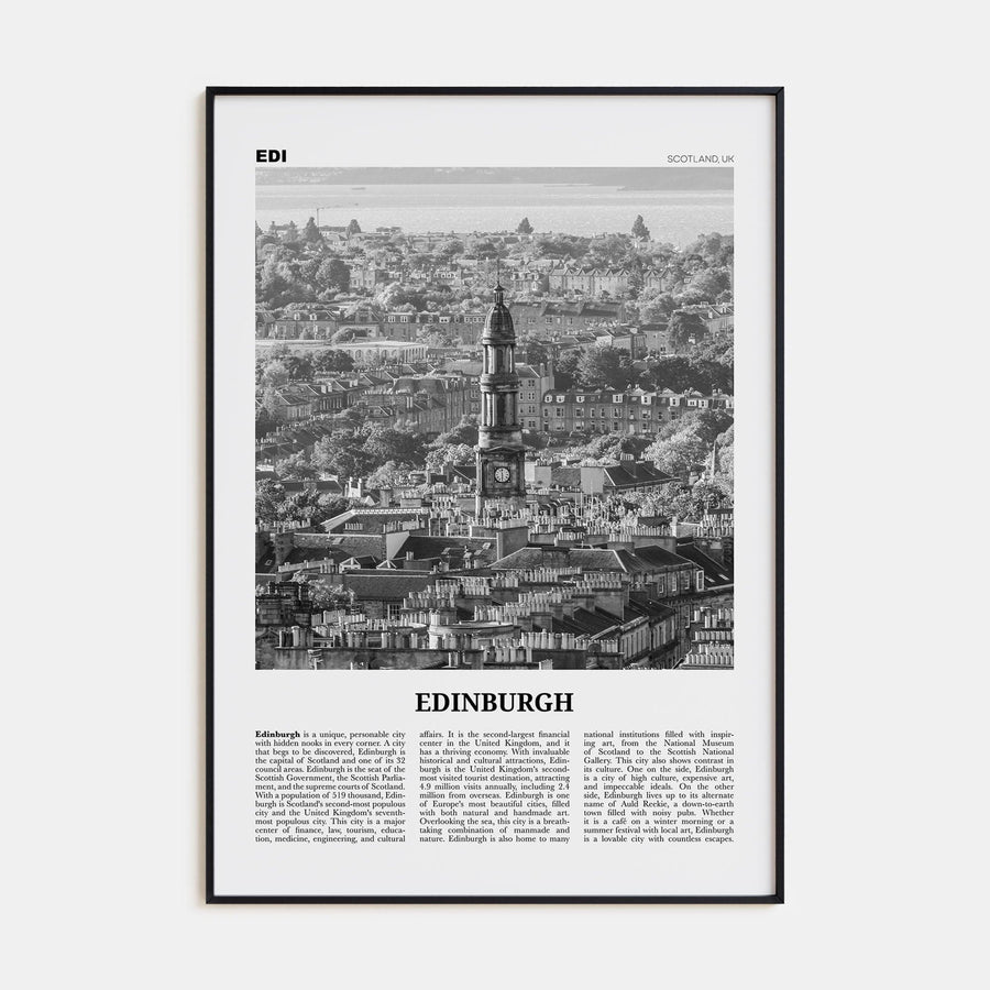 Edinburgh No 2 Poster None / 8x12 in Nbourhood Travel B&W Poster