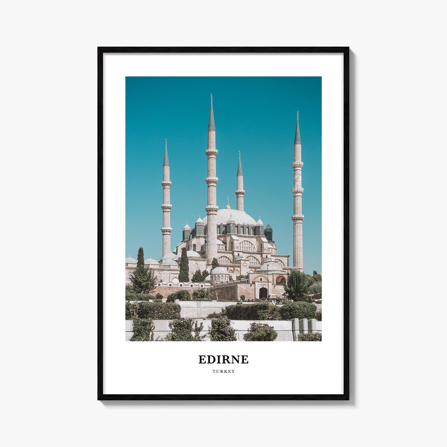 Edirne colorful classic poster of Türkiye – vertical wall art, unframed print shown in interior mockup