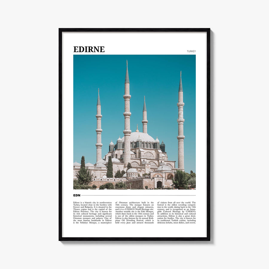 Edirne colorful travel poster of Türkiye – vertical wall art, unframed print shown in interior mockup