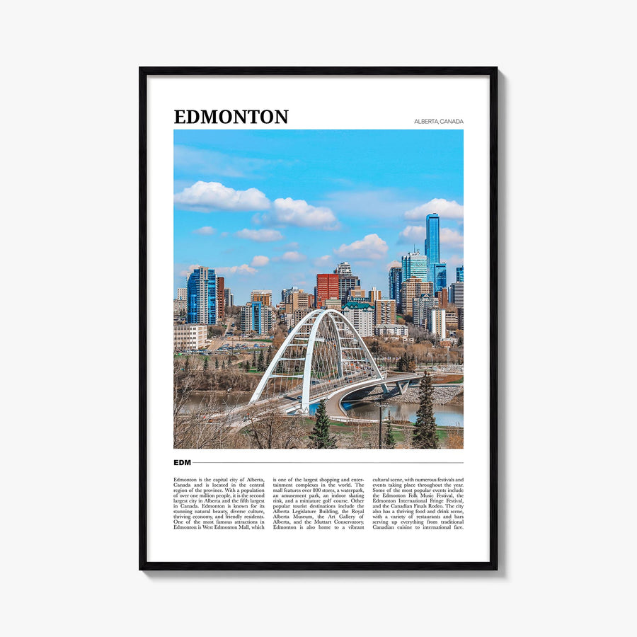 Edmonton no. 1 colorful travel poster of Alberta, Canada – vertical wall art, unframed print shown in interior mockup
