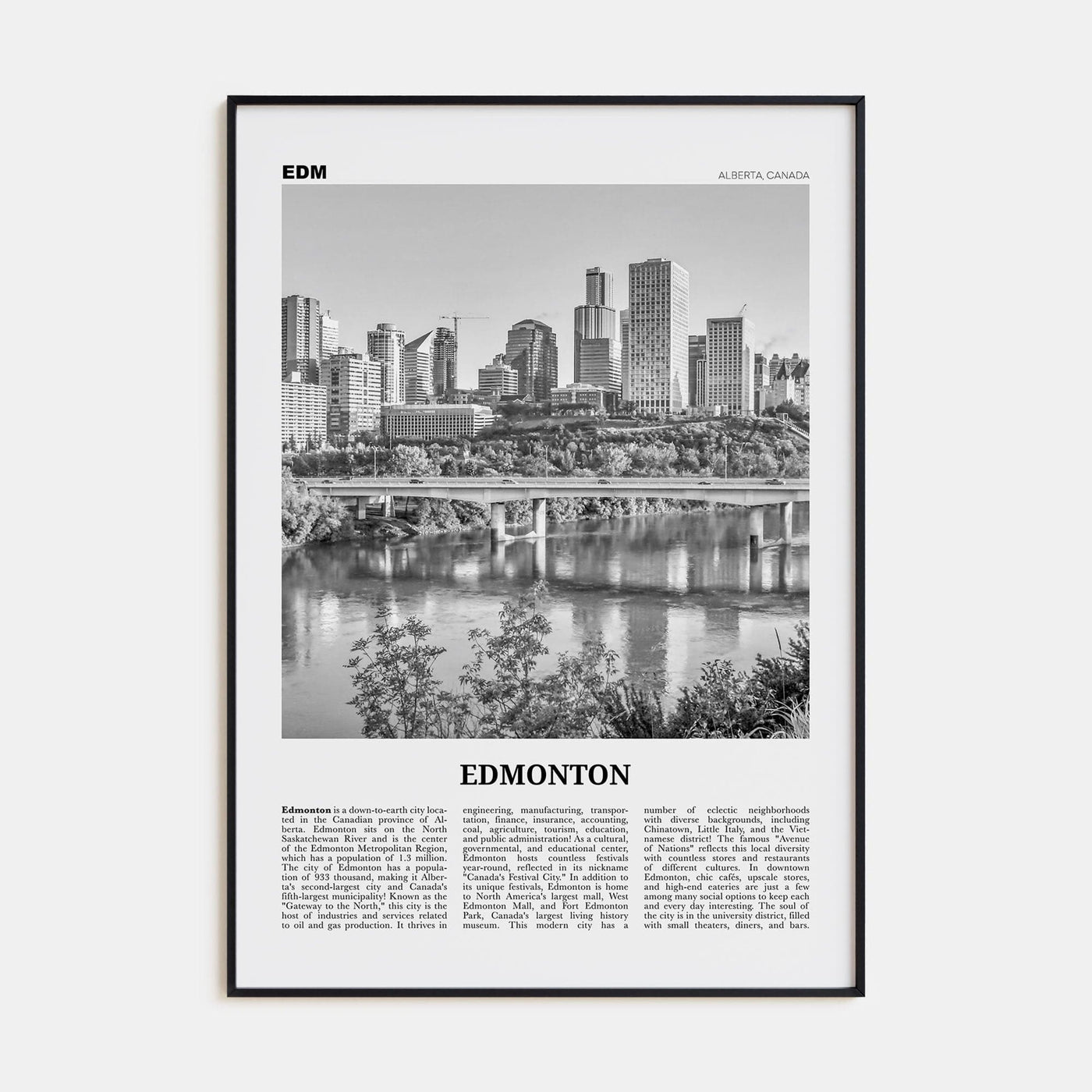 Edmonton No 3 Poster None / 8x12 in Nbourhood Travel B&W Poster