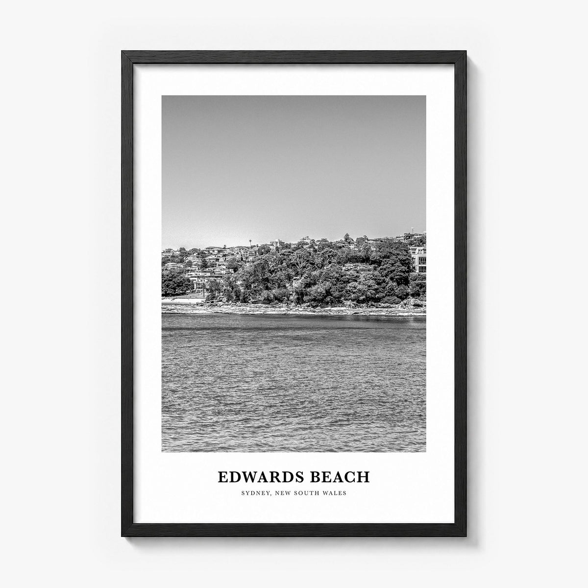 Edwards Beach Classic Poster in a black wood frame