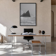 Egypt black & white photo poster of Africa – vertical wall art in black wood frame, hanging on wall