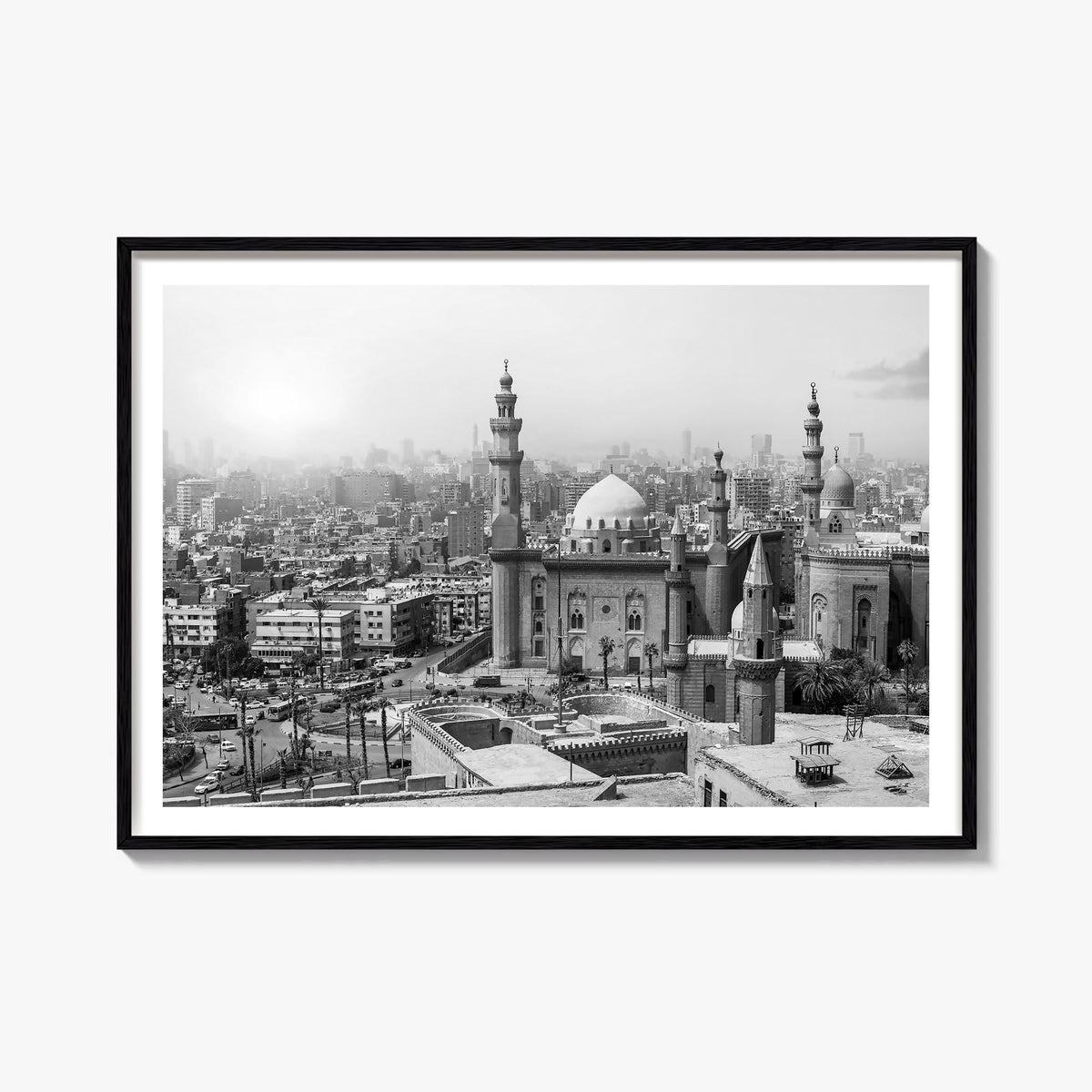 Egypt black & white photo poster of Africa – horizontal wall art, unframed print shown in interior mockup
