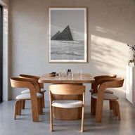 Egypt black & white photo poster of Africa – vertical wall art in natural wood frame with white border, hanging on wall