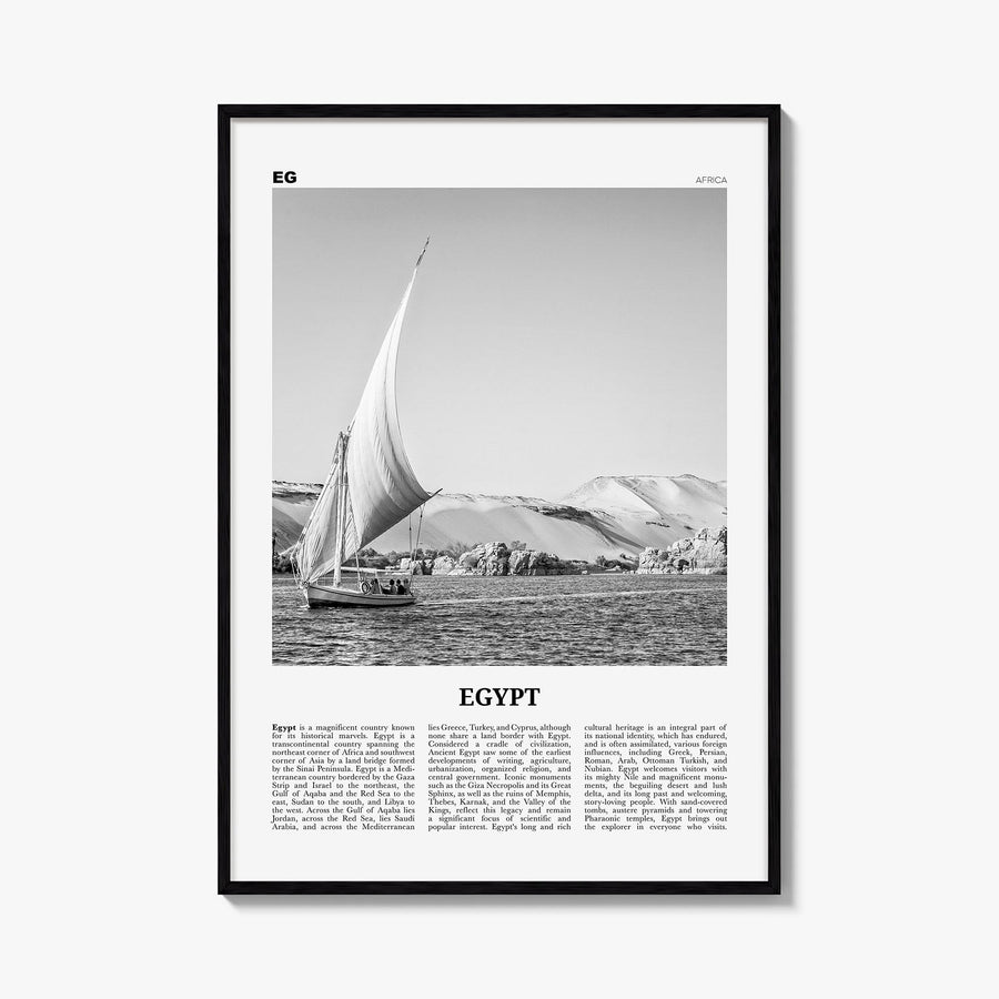 Egypt no. 1 black & white newspaper poster of Africa – vertical wall art, unframed print shown in interior mockup