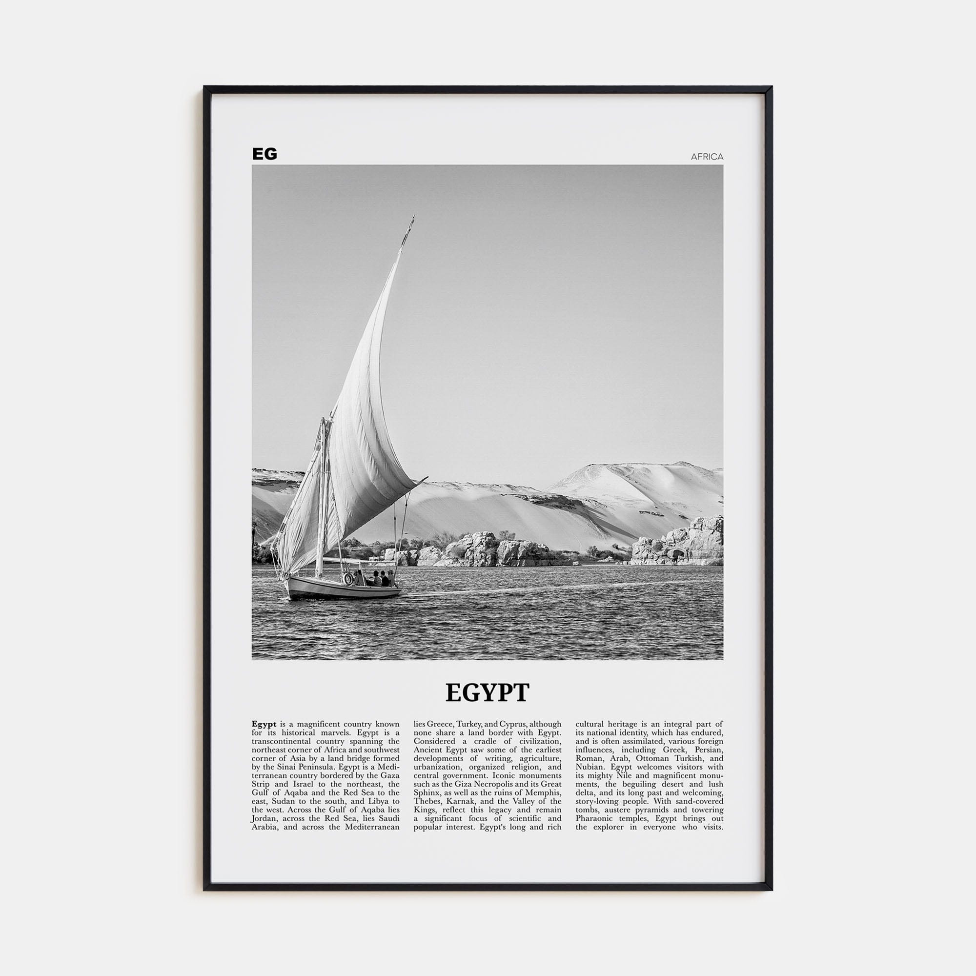 Egypt No 1 Poster None / 8x12 in Nbourhood Travel B&W Poster