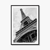 Eiffel Tower black & white photo poster of France – vertical wall art, unframed print shown in interior mockup