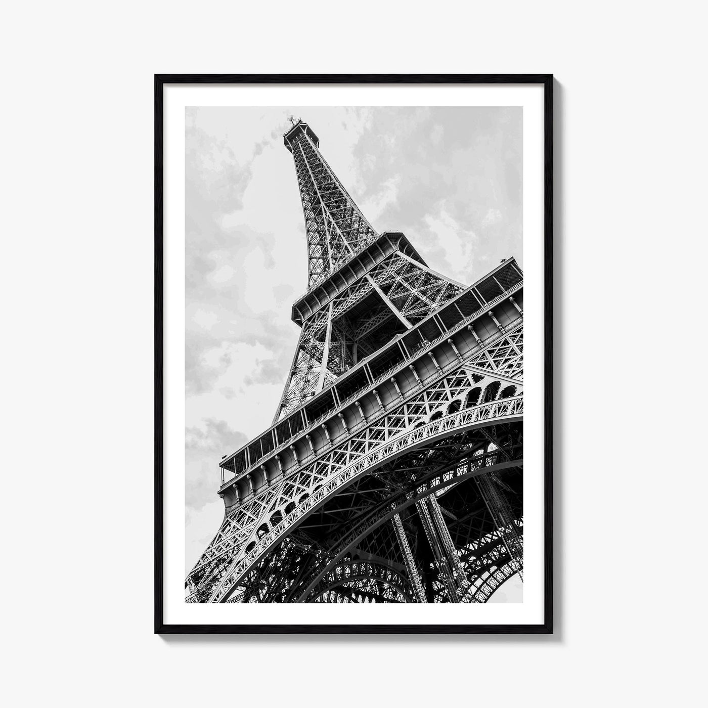 Eiffel Tower black & white photo poster of France – vertical wall art, unframed print shown in interior mockup
