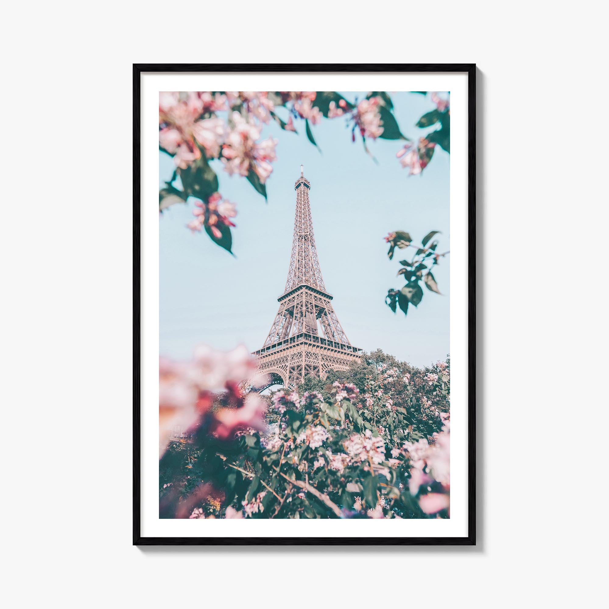 Eiffel Tower no. 3 colorful photo poster of France – vertical wall art, unframed print shown in interior mockup