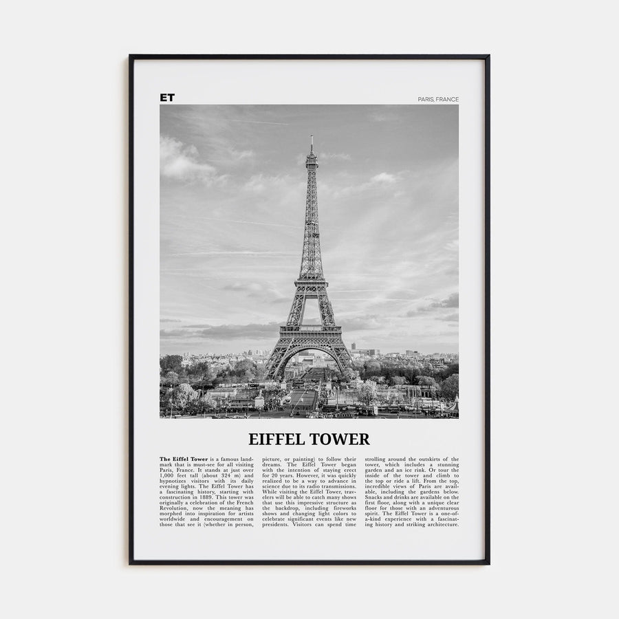 Eiffel Tower Poster None / 8x12 in Nbourhood Travel B&W Poster