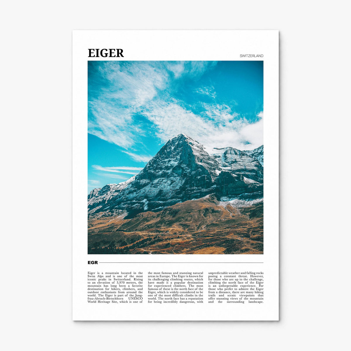 Eiger Travel Poster, print only (unframed)