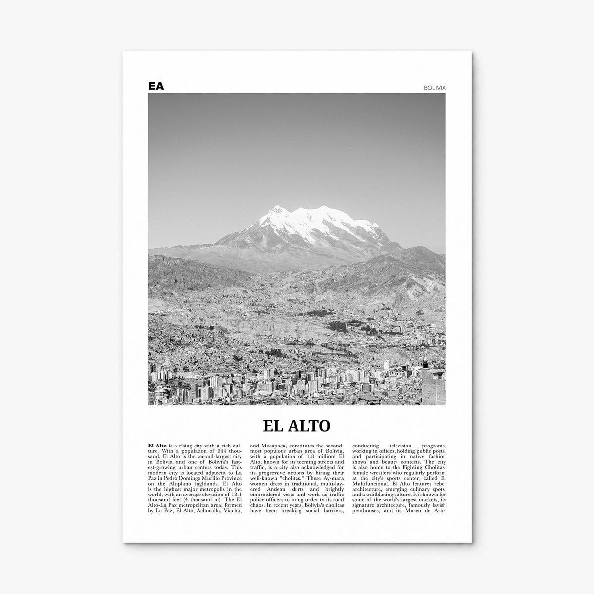El Alto Newspaper Poster, print only (unframed)