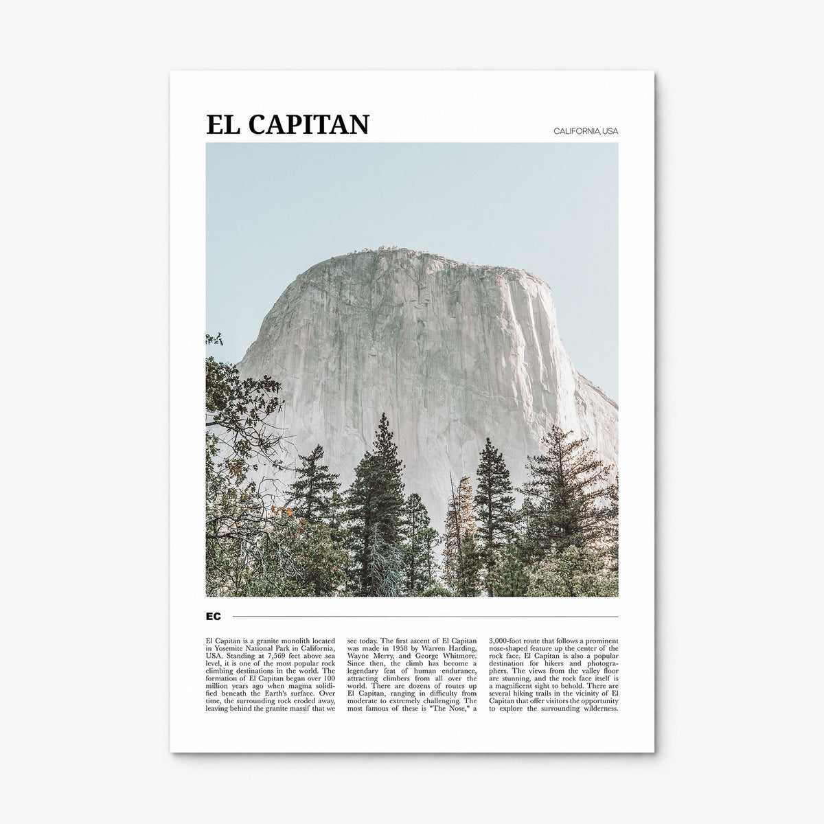 El Capitan Travel Poster, print only (unframed)