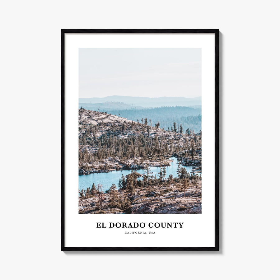 El Dorado County colorful classic poster of California, USA – vertical wall art, unframed print shown in interior mockup