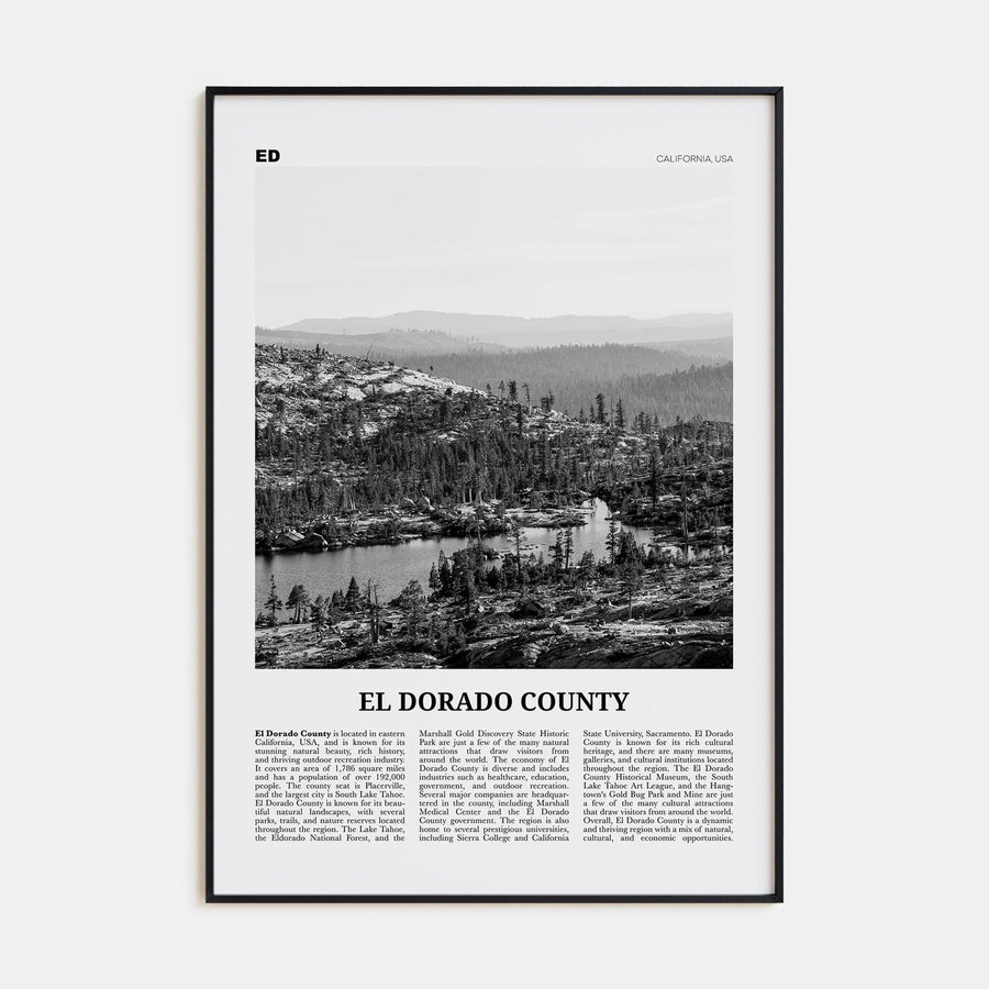 El Dorado County Poster None / 8x12 in Nbourhood Travel B&W Poster