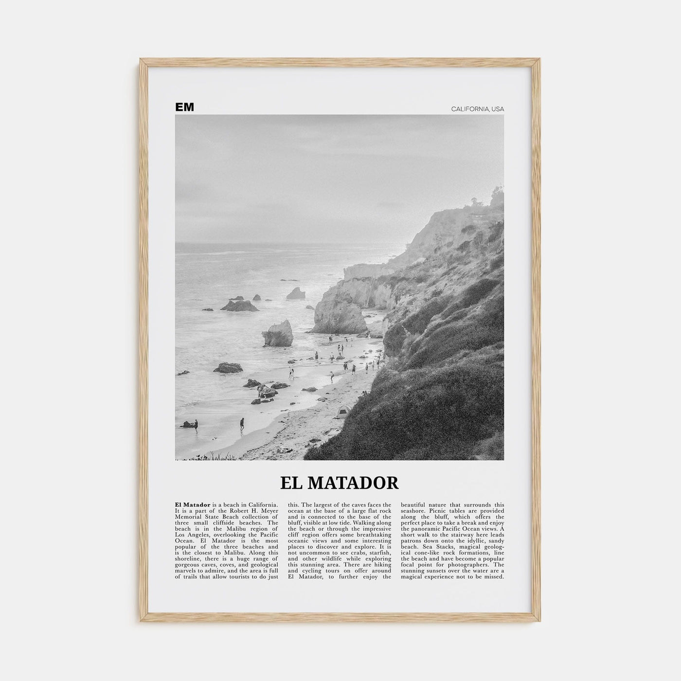 El Matador Poster Natural Wood / 8x12 in Nbourhood Travel B&W Poster