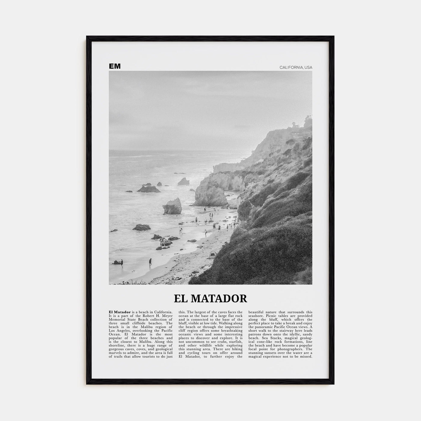 El Matador Poster Black Wood / 8x12 in Nbourhood Travel B&W Poster