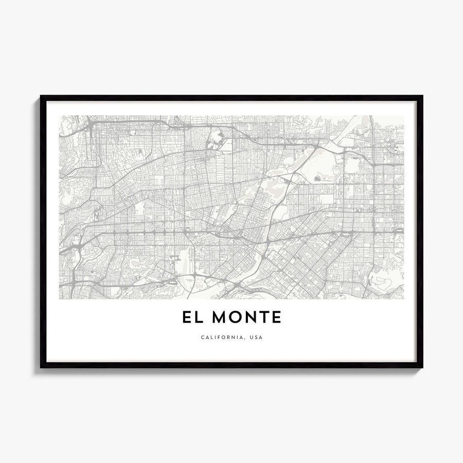 El Monte Map Poster, framed poster mockup