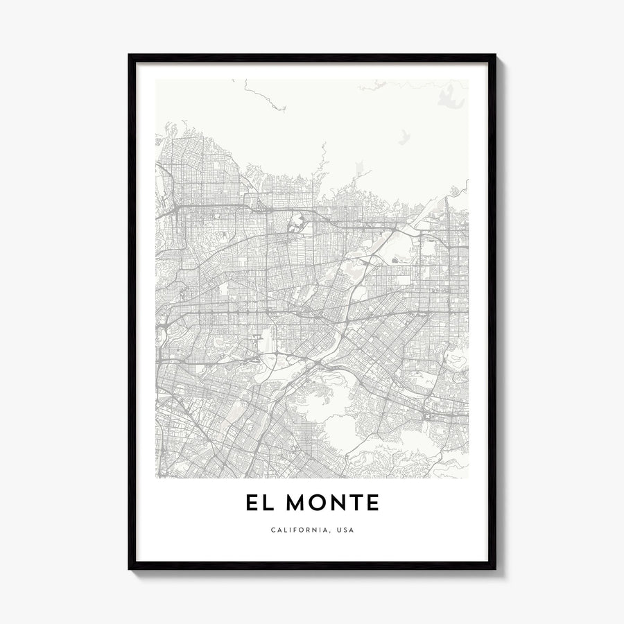 El Monte Map Poster, framed poster mockup